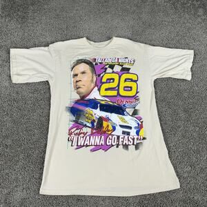 Talladega Nights Shirt Mens Large Beige Ricky Bobby I Wanna Go Fast